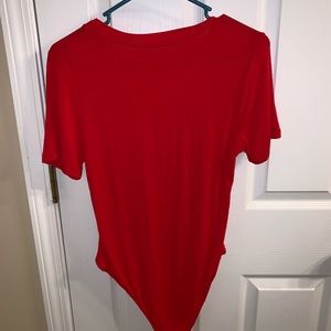 Red short sleeved bodysuit